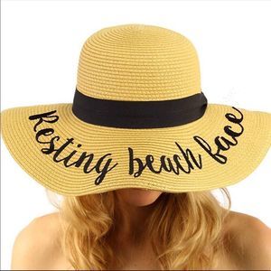 CC Resting Beach Face Floppy Hat Embroidered